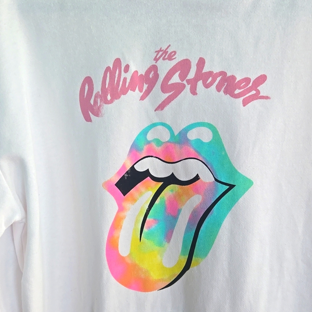 The Rolling Stones hoodie New w out tags Rock Band White Sz Small NWOT Long Slee - Picture 2 of 6